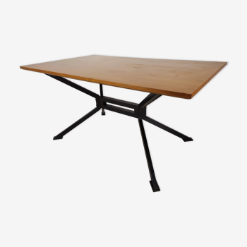 Metal and teak design table