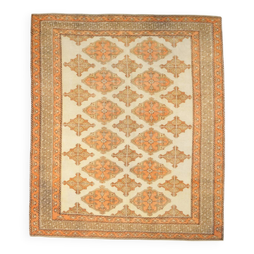 Tapis persan classique vintage pêche et saumon, 240x278 cm