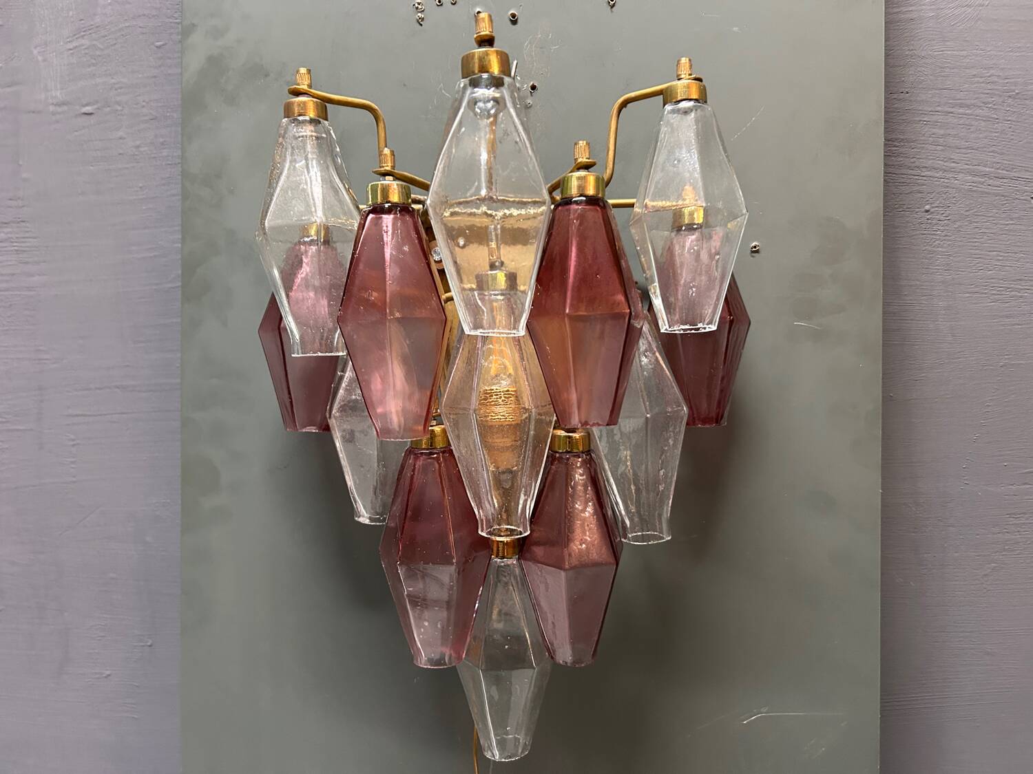 Murano Glass Poliedri Sconces, Italy, 1980s - Set of 2