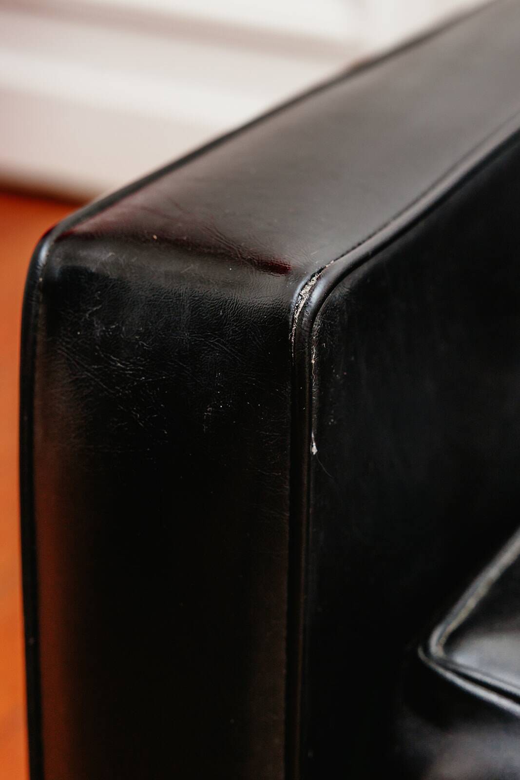 Black faux leather armchair, 1960