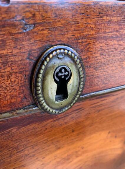 Louis XVI period secretary, in mahogany and Sainte Anne marble, 18th century