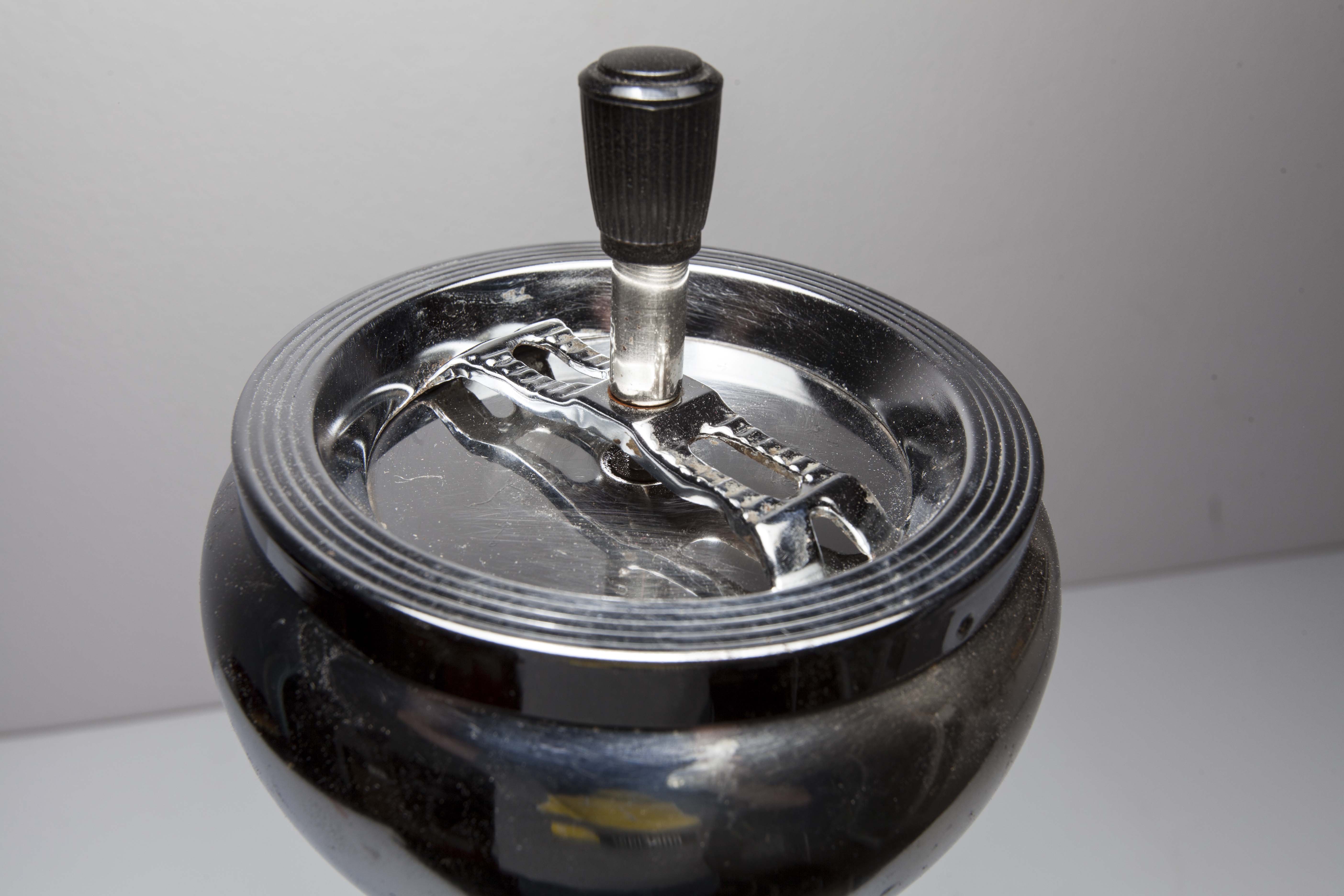 Ashtray on foot art deco chrome