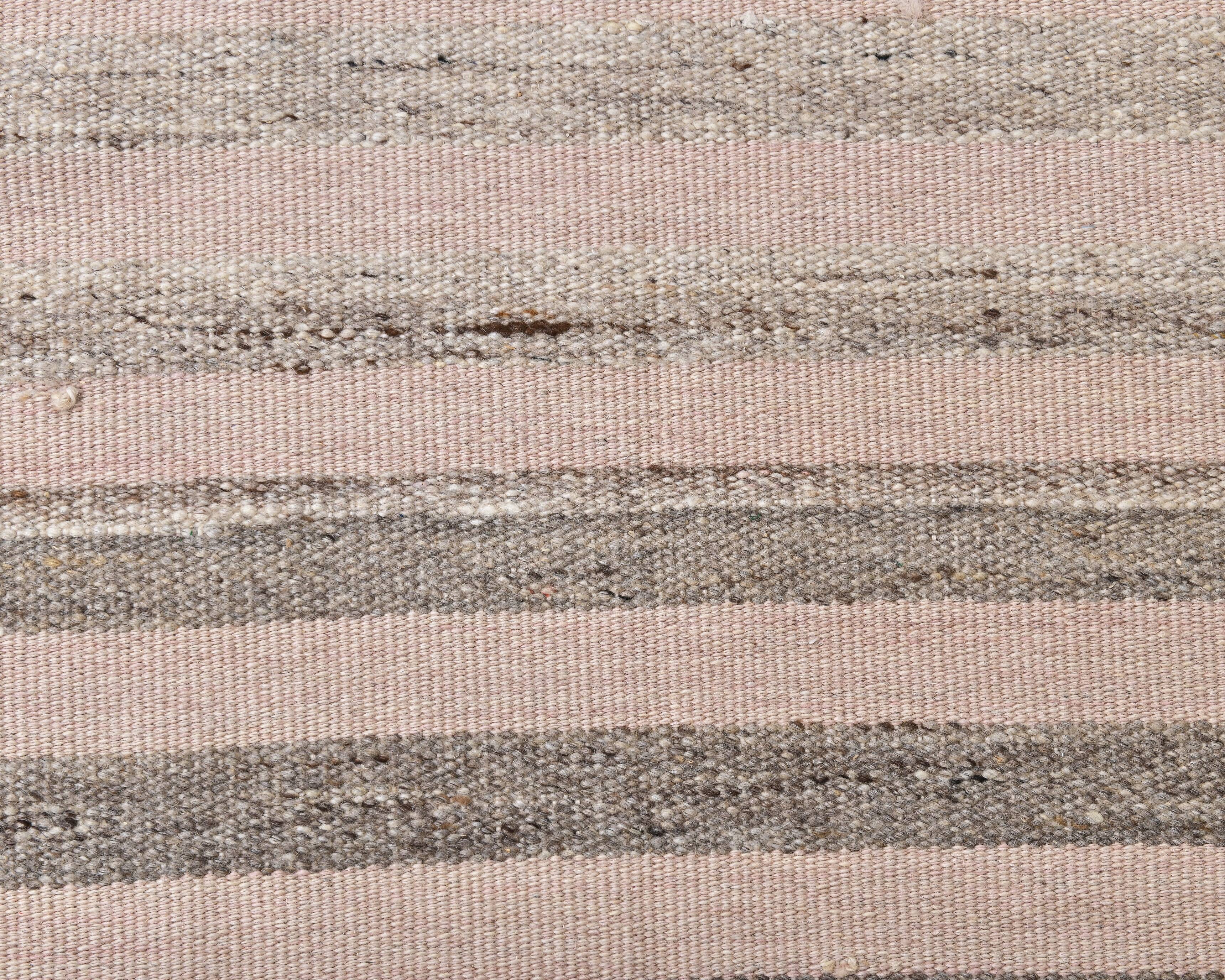 pink brown wool runner rug, Turkish vintage runner kilim  67x293 cm