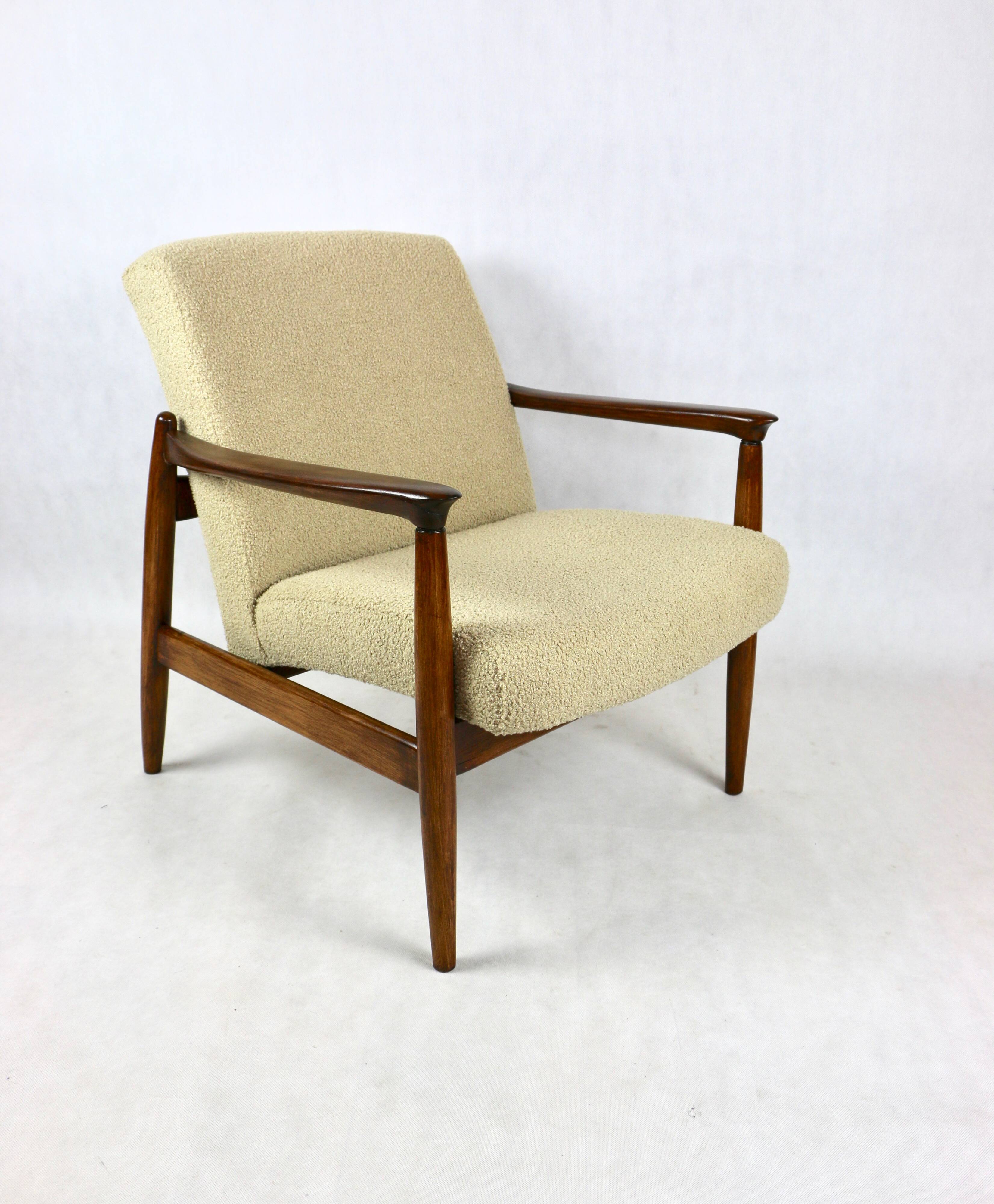 GFM-64 Armchair in Beige Bouclé attributed to Edmund Homa, 1970s