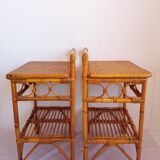Pair of bamboo bedside tables