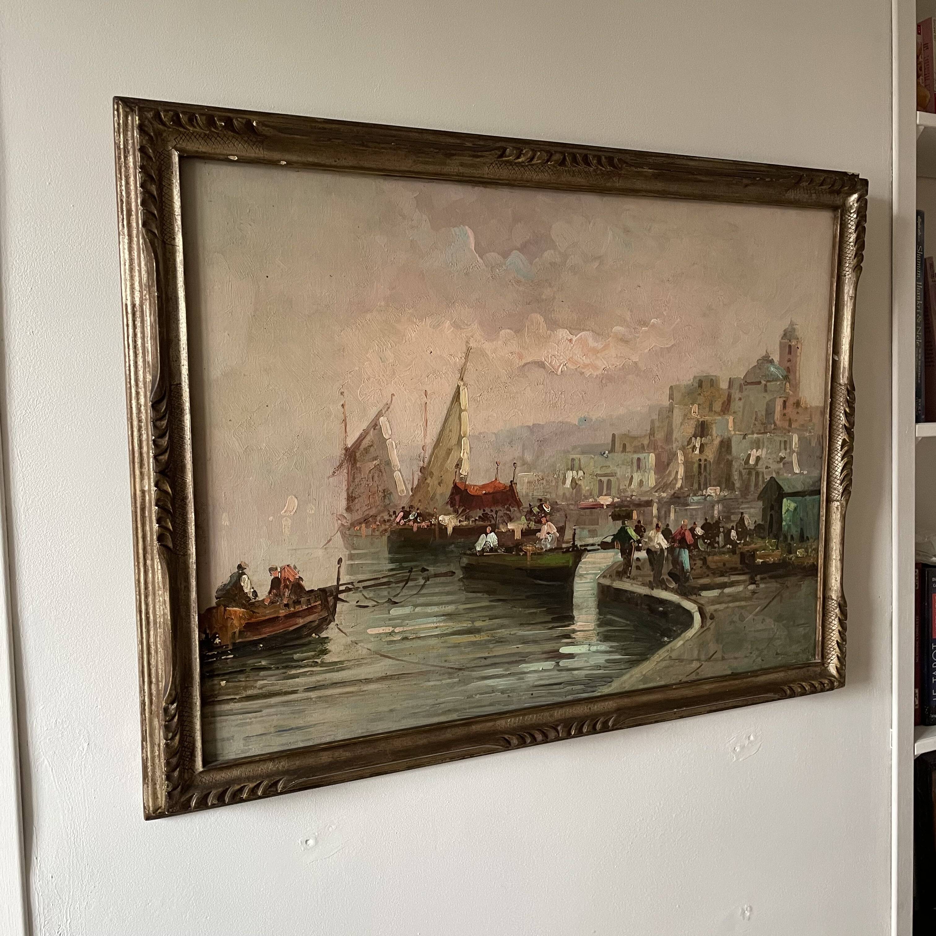 Oil on canvas "Italian Port"