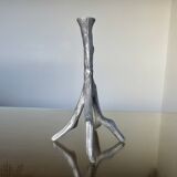 Brutalist "tree" candle holder in cast aluminum from the 70s