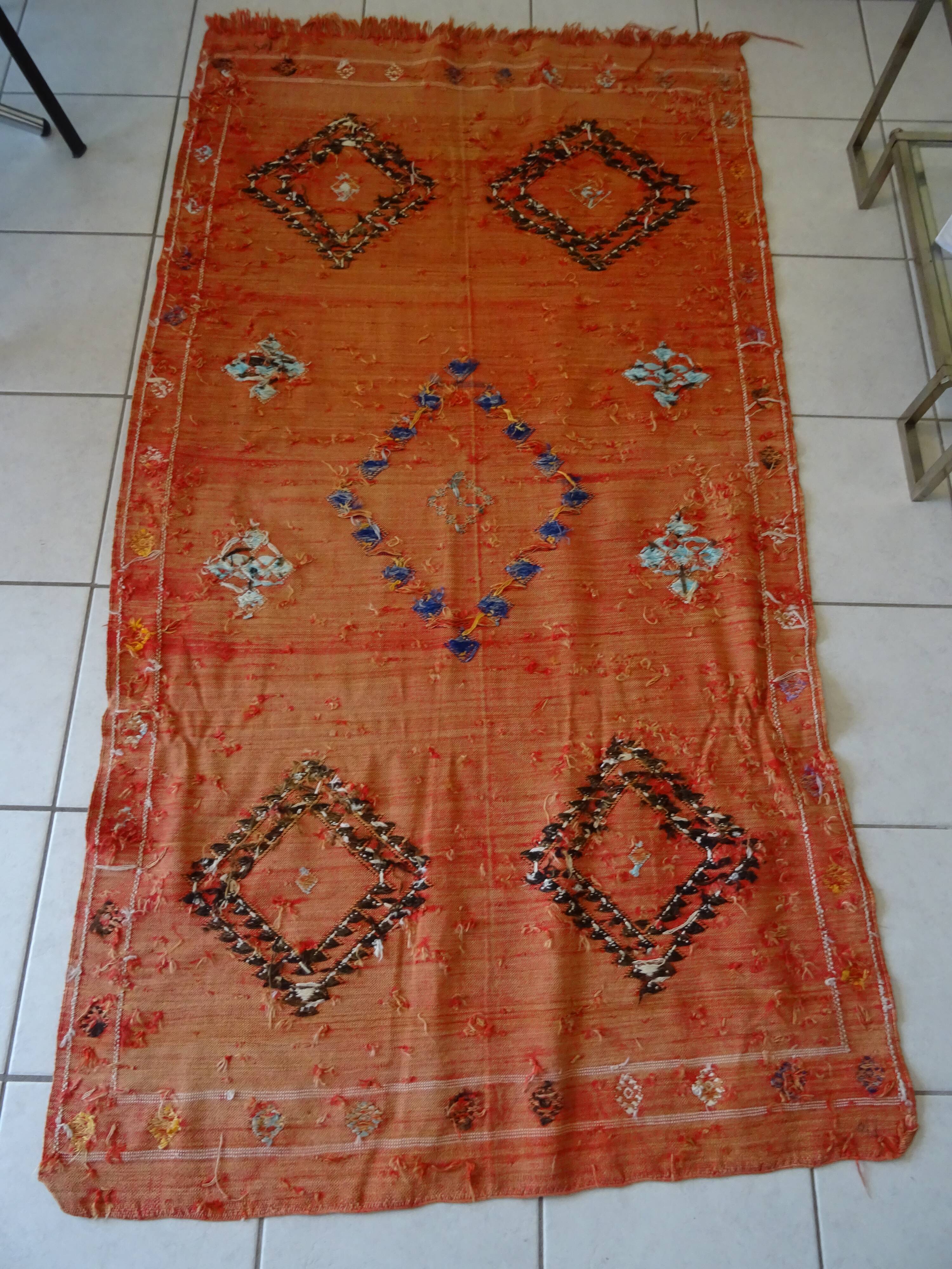 Berber carpet sabra Morocco plant fibers around 1930