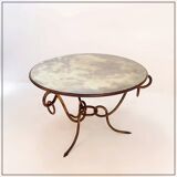 Gilded iron coffee table by René Drouet - 1940s