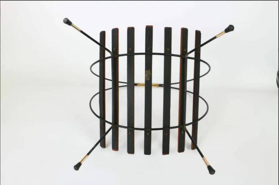 portariviste vintage legno metallo ed inserti in ottone