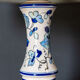 Blue and white ceramic lamp Floral decoration XXth Velvet lampshade