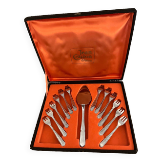 Case/box 13 pieces stainless steel dessert cutlery Jean Couzon