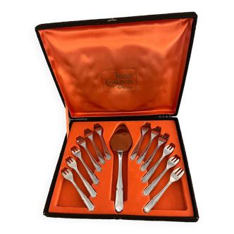Jean Couzon 13-piece stainless steel dessert cutlery box/case
