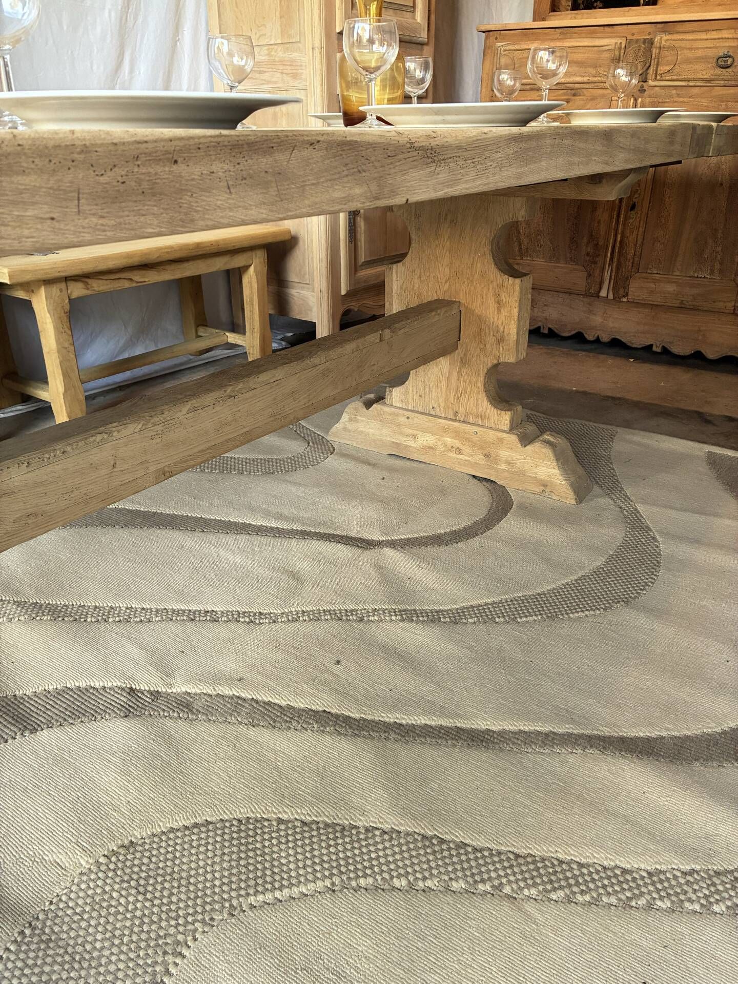 Monastery table with extensions in solid oak
