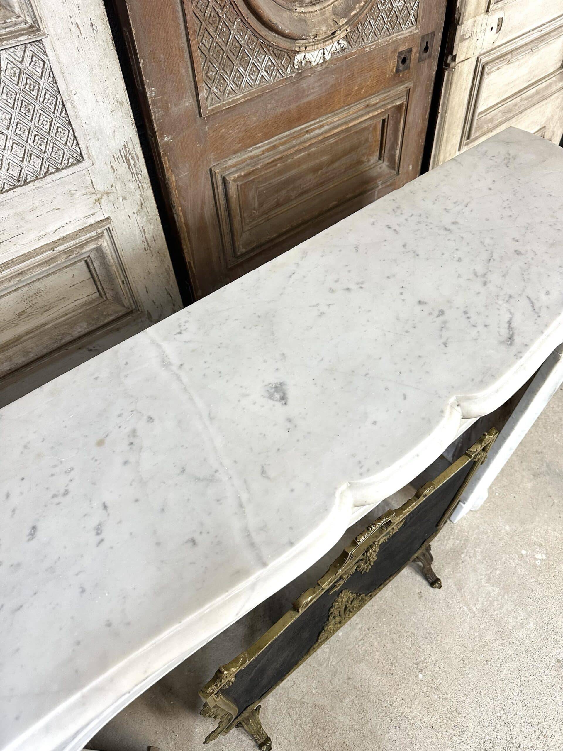 Louis XV style fireplace in white marble circa 1900