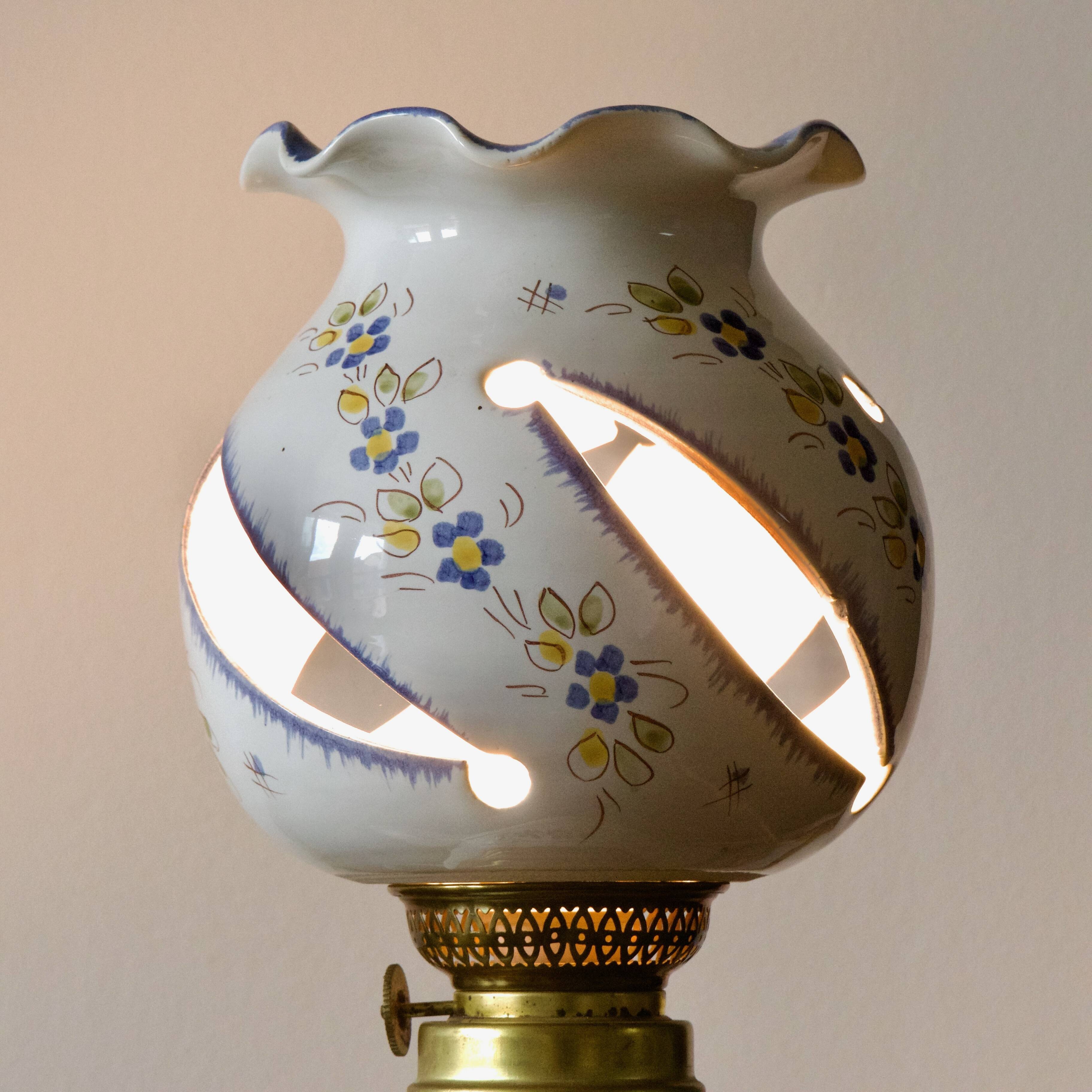 Large handcrafted earthenware lamp from Moustiers