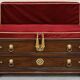 Bank-safe / medieval style bench – wood, red velvet and ornamentation