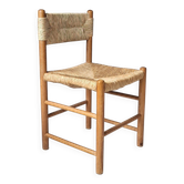 Wooden chair with rush seat and backrest, 1960s