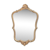 Vintage shell mirror in golden resin - 52 x 33 cm