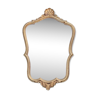 Vintage shell mirror in golden resin - 52 x 33 cm