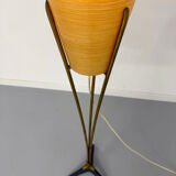 Ancien lampadaire amphore laiton et fibre design des années 60 vintage