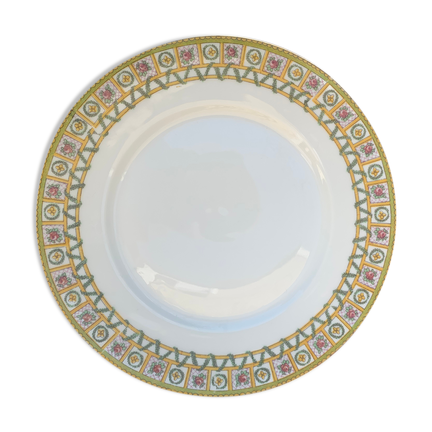 6 plates in limoges porcelain pattern old floral frieze