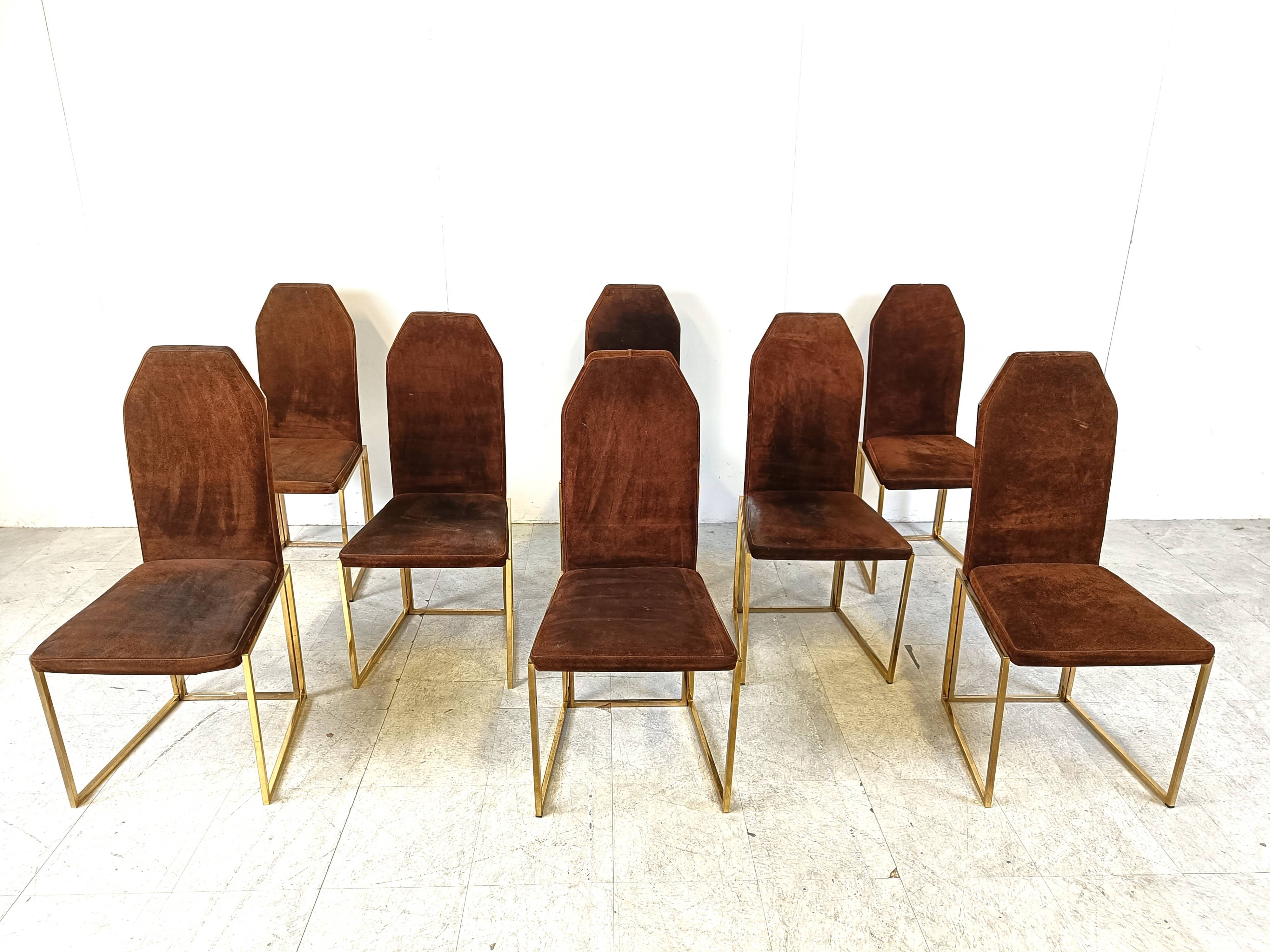 Vintage brass dining chairs by Belgo chrom, 1970s