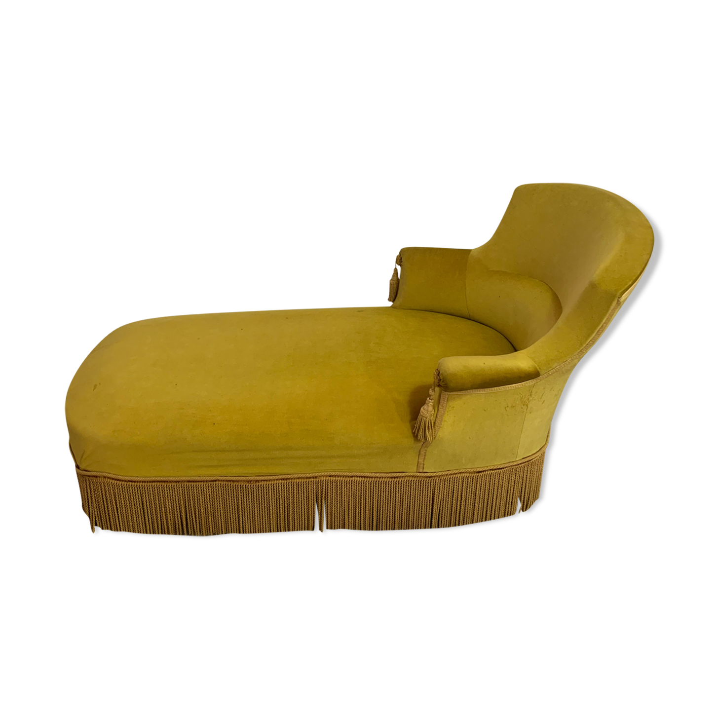 Yellow velvet meridian bench
