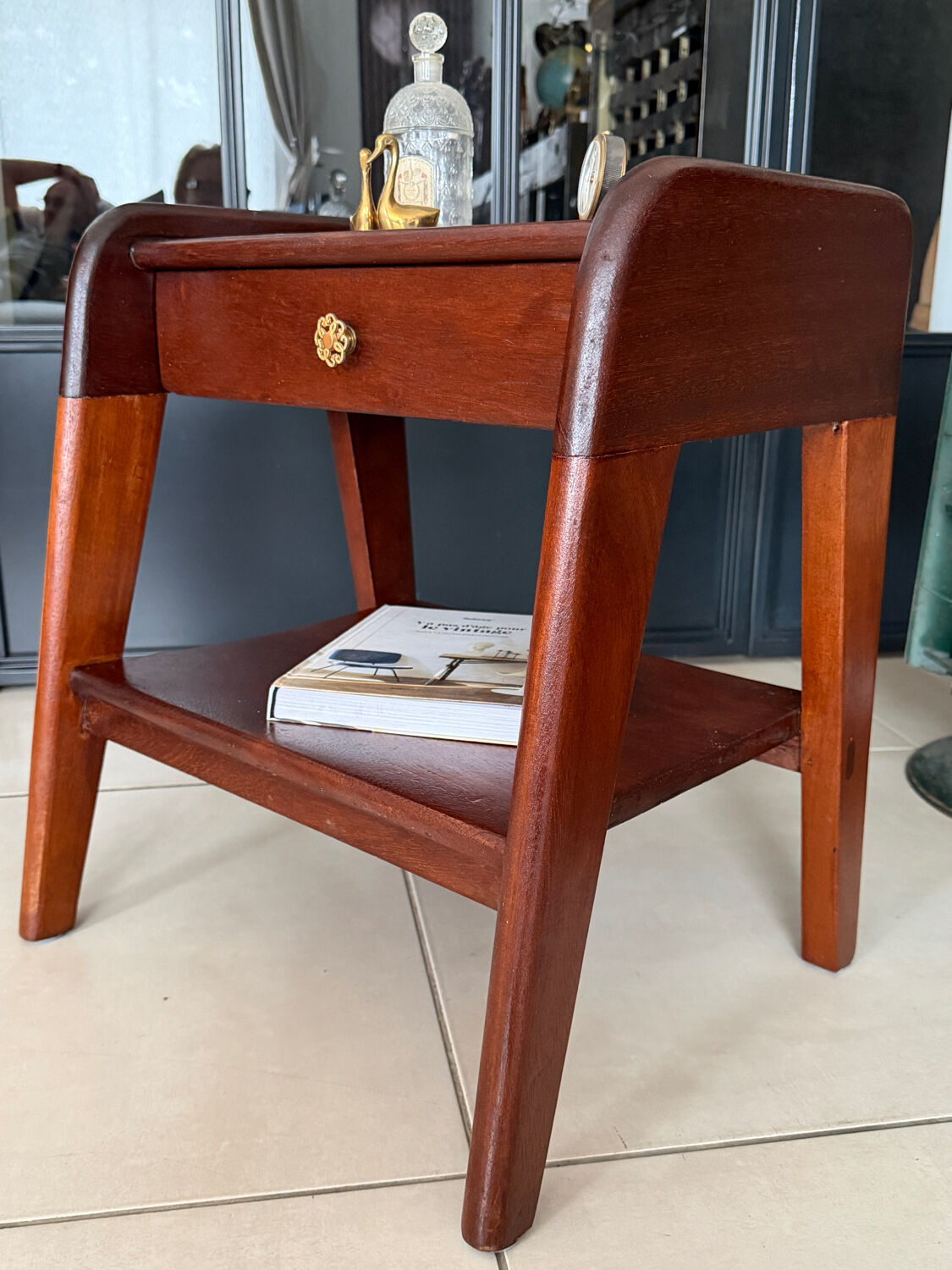 Vintage solid wood bedside table