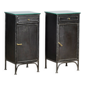 Set of iron bedside tables, 1900s