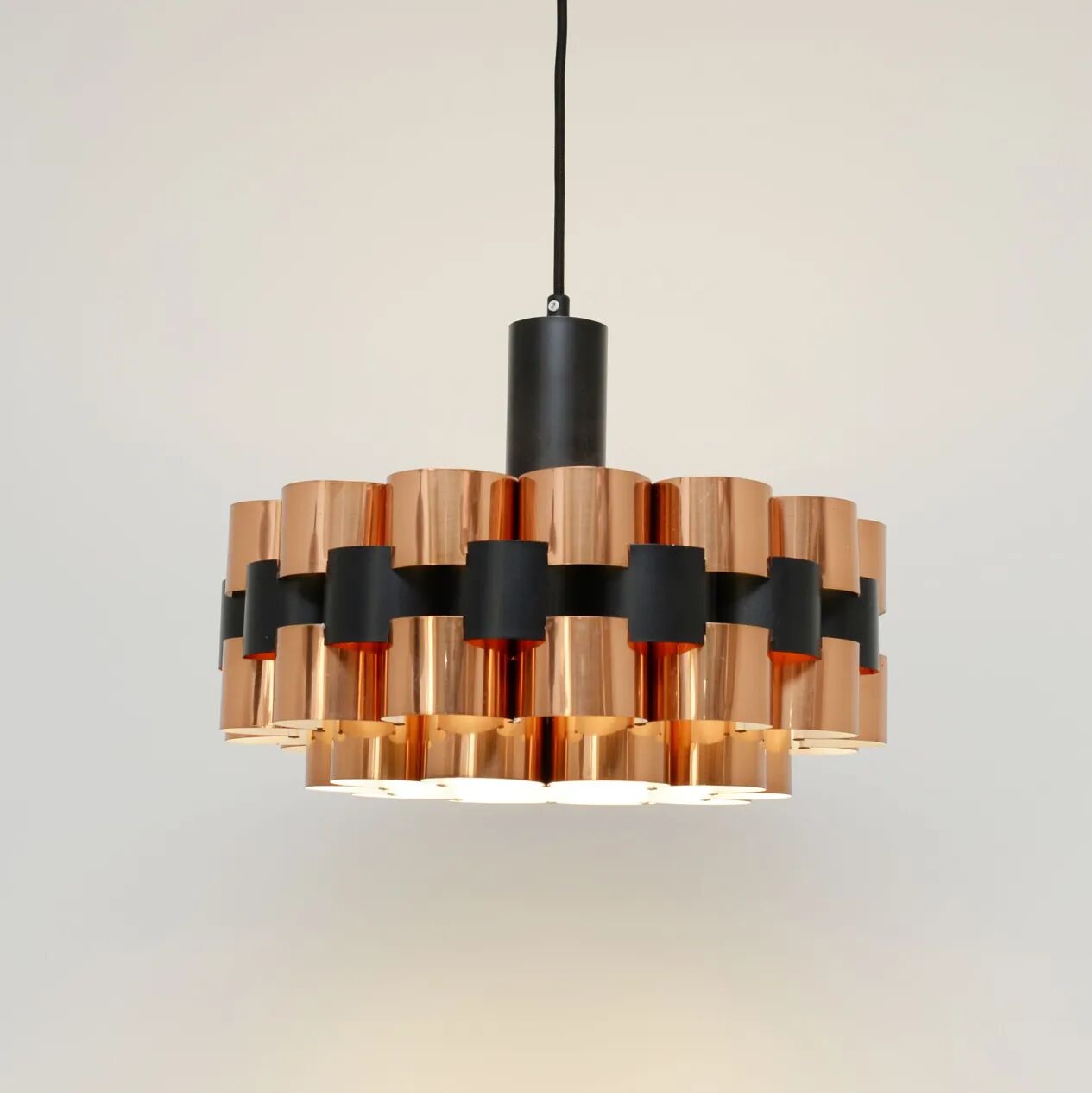 Copper lamp by Werner Schou for Coronell Elektro, 1970s
