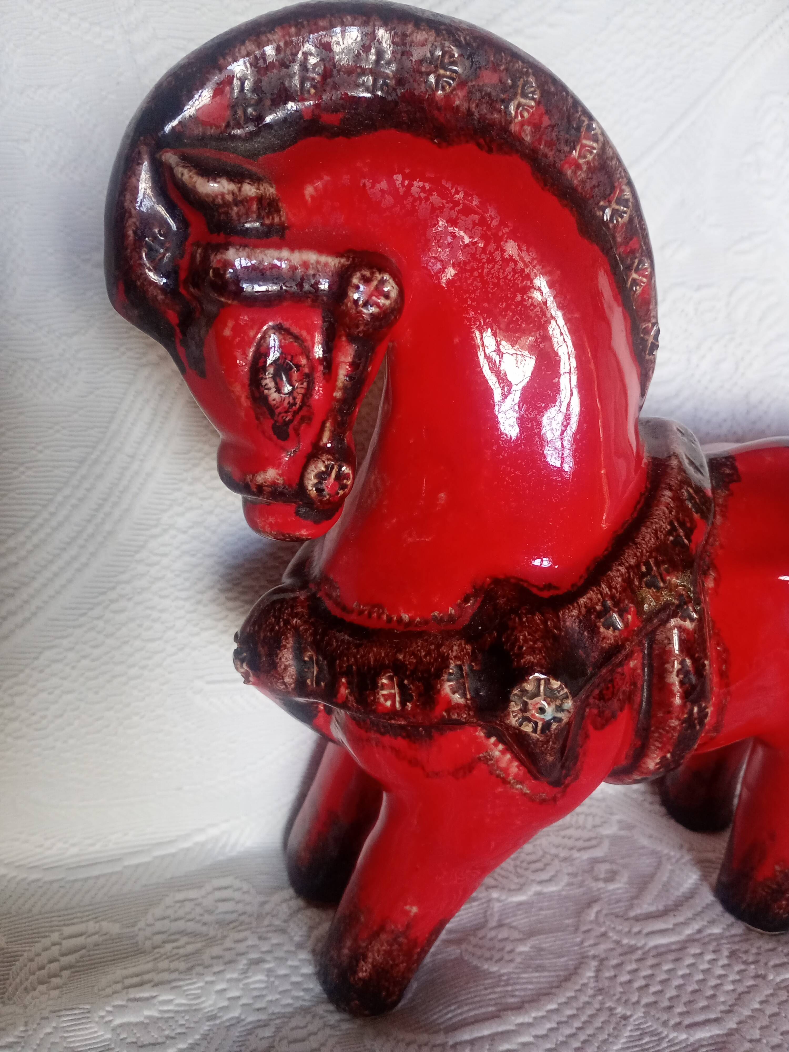 Bitossi - Aldo Londi - Red Roman Horse - glazed ceramic
