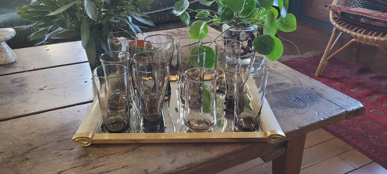 Set of 12 80's long drink glasses