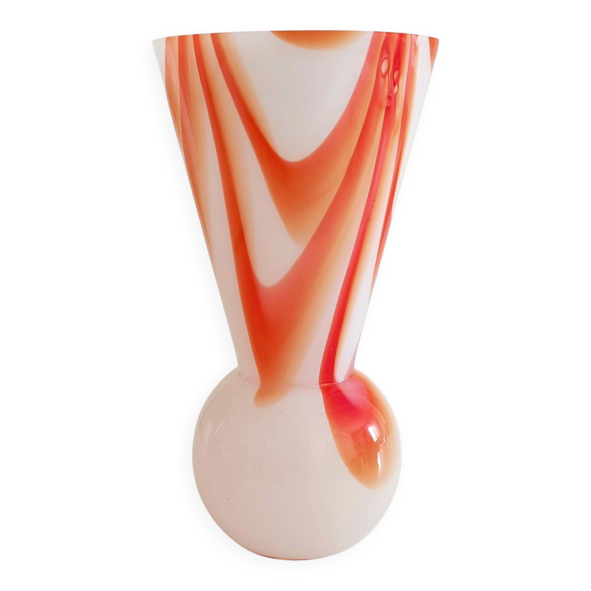 Carlo Moretti Murano Glass Vase, Marbled Decor, Italy, 1960s