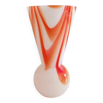 Carlo Moretti Murano Glass Vase, Marbled Decor, Italy, 1960s