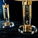 Pair of metacrilic lamps and gold structure