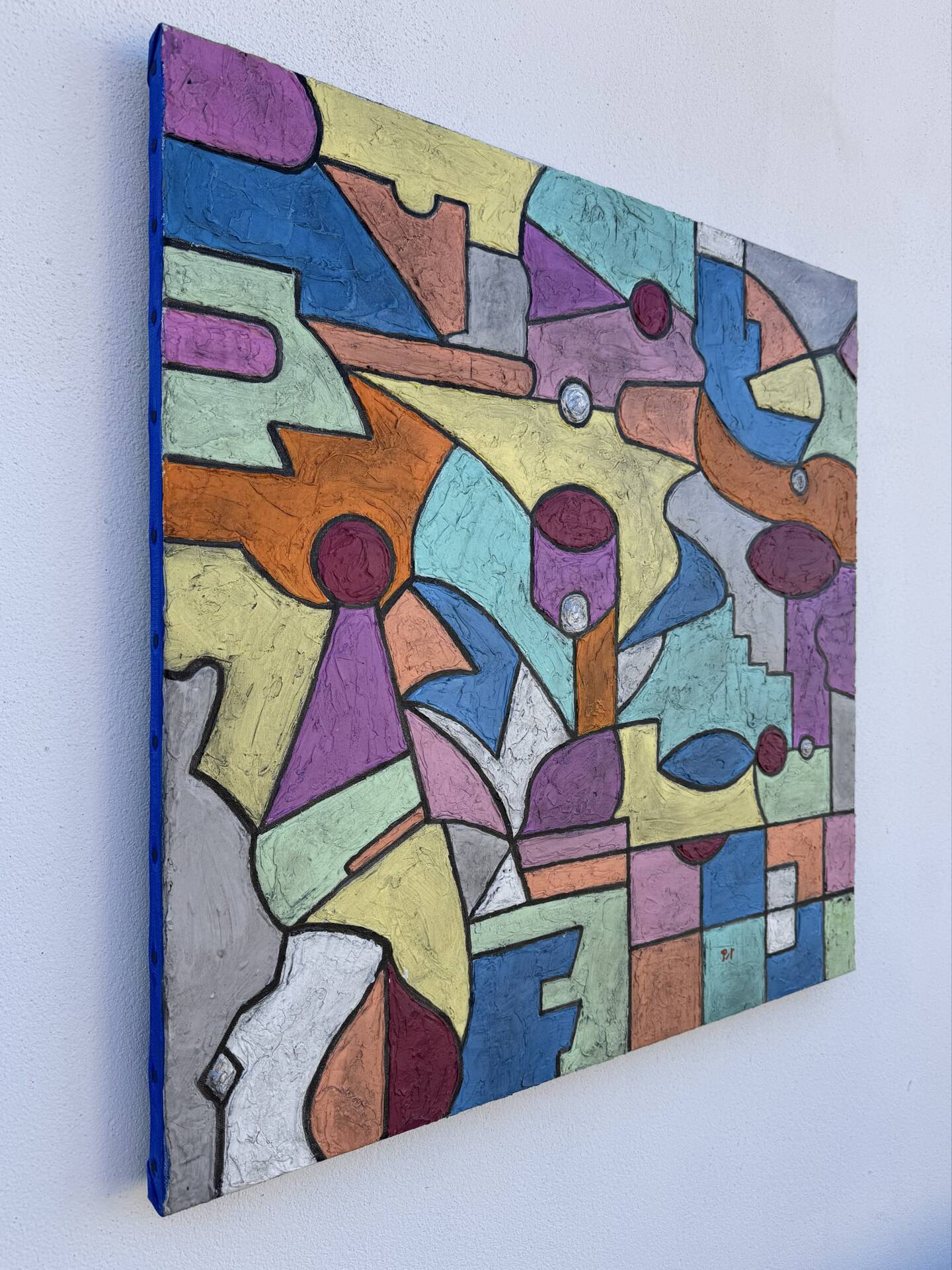 Abstract geometric coloured painting