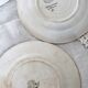 4 mismatched white and green ironstone dessert plates Arabesque set
