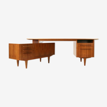 Large Mid-Century Modern Executive Desk with Sideboard by WK Möbel