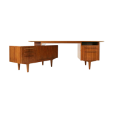 Large Mid-Century Modern Executive Desk with Sideboard by WK Möbel