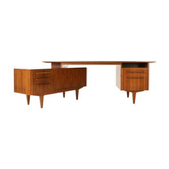 Large Mid-Century Modern Executive Desk with Sideboard by WK Möbel
