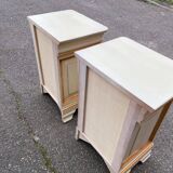 2 Louis Philippe bedside tables in solid beige wood.