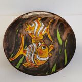 Ceramic dish/wall decoration, danish from the 60s, stamped on the back. with motif of two fish