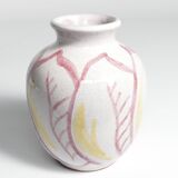 Scandinavian Modern Ceramic Vase with Red & Yellow Leaves, Alingsås Keramik 1947