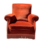 Club armchair in red velvet