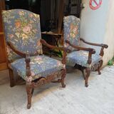 Pair of large antique Baroque style armchairs, in perfect condition.