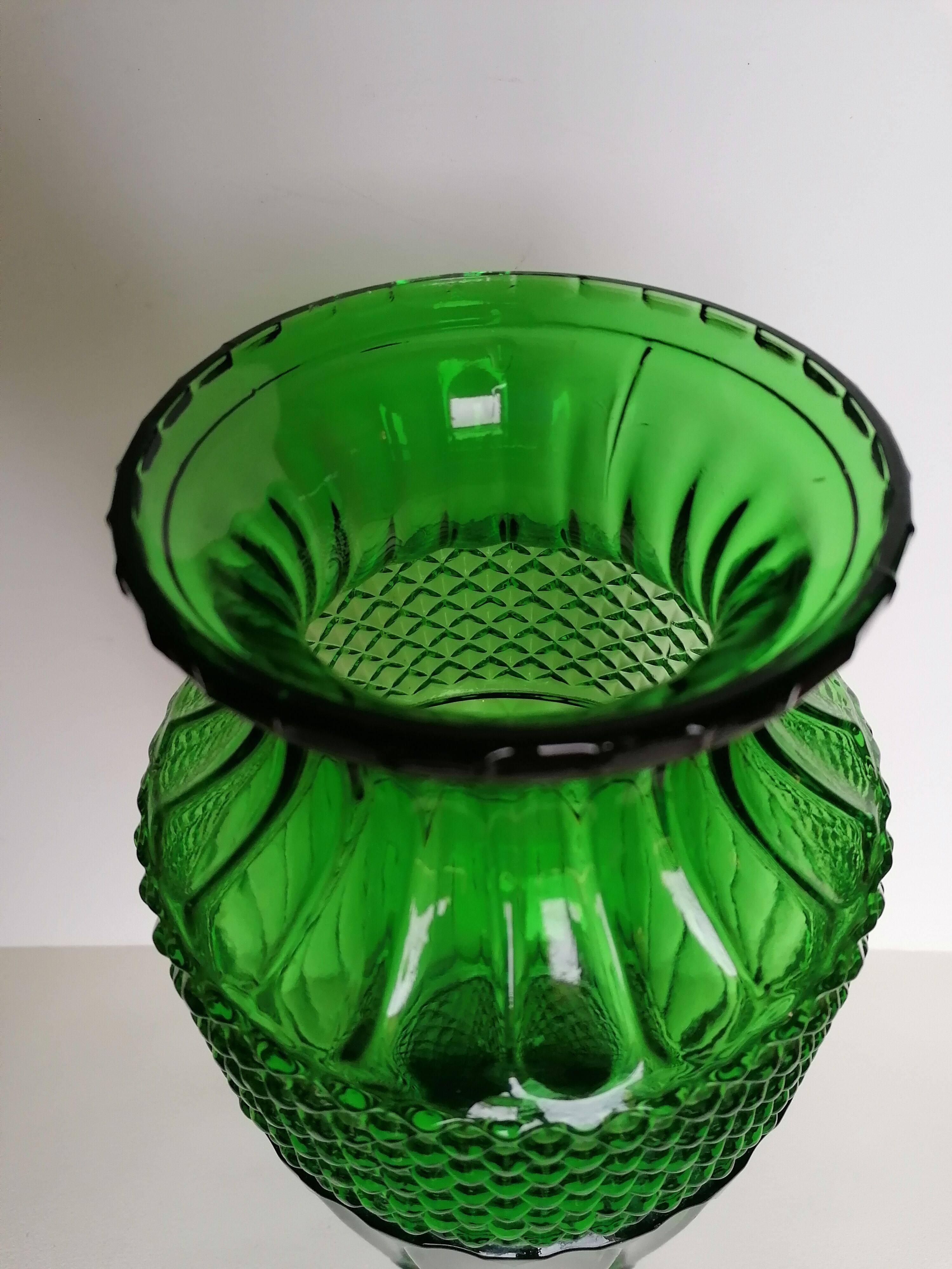 Old glass green vase
