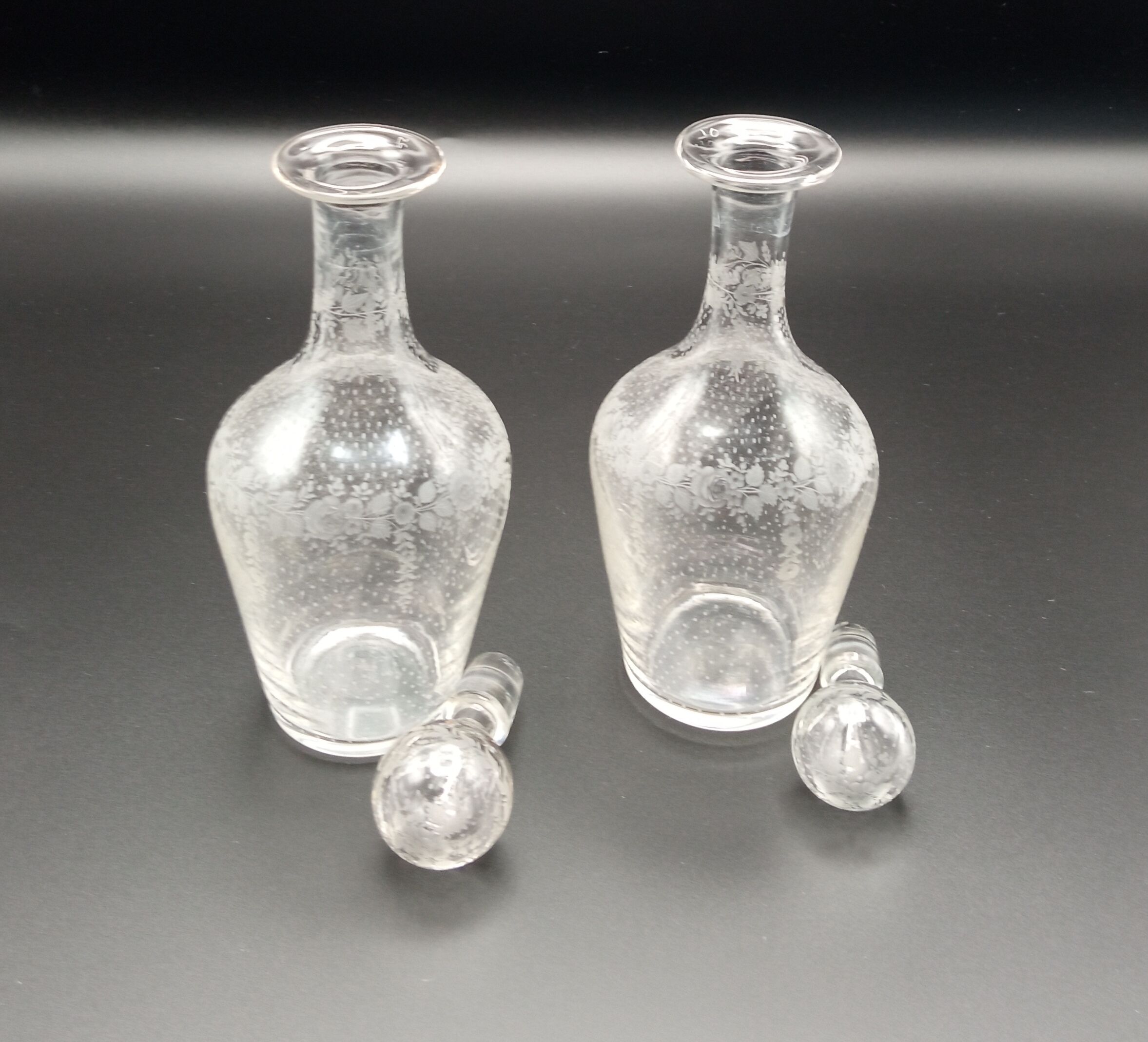 Two liquor decanters