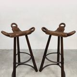 Vintage rare brutalist set of 7 Spanish barstools
