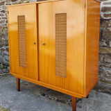 Wardrobe, shelves, rattan, vintage, 60s